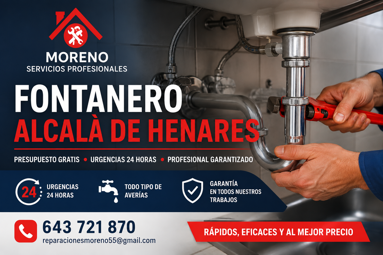 Fontanero Alcalá de Henares Presupuesto Gratis Urgencias 24 horas Profesional Garantizado